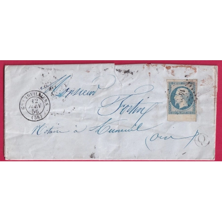 N°14 BLEU LAITEUX BDF PC 1439 GRANDVILLIERS OISE BOITE RURALE Q LETTRE COVER FRANCE