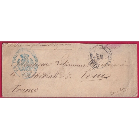 PRISONNIER DE GUERRE INGOLSTADT ALLEMAGNE PRUSSE  POUR TOURS INDRE ET LOIRE LETTRE COVER FRANCE