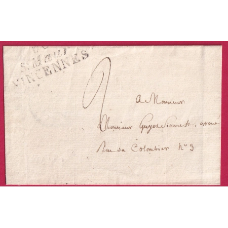 DOUBLE CURSIVE 60 ST MAUR VINCENNES POUR PARIS 1822 INDICE 16 LETTRE COVER FRANCE