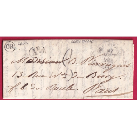 CAD TYPE 13 CRESSENSAC CREISSENSAC LOT OR CROZE + DECIME RURAL NOIR POUR PARIS TAXE TAMPON 8 LETTRE COVER FRANCE