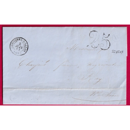 CAD TYPE15 DAMPIERRE SUR SALON HAUTE SAONE BOITE RURALE B SEVEUX POUR RAY SUR SAONE LETTRE COVER FRANCE