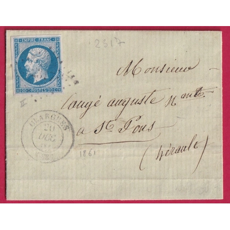 N°14B PC 2317 OLARGUES HERAULT POUR ST PONS LETTRE COVER FRANCE