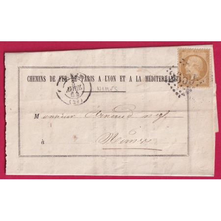 N°21 GC 2659 NIMES GARD POUR NIMES CHEMIN DE FER PLM LETTRE COVER FRANCE