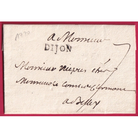 MARQUE DIJON COTE D'OR 1770 LENAIN N°11 POUR BELLEY AIN LETTRE COVER FRANCE