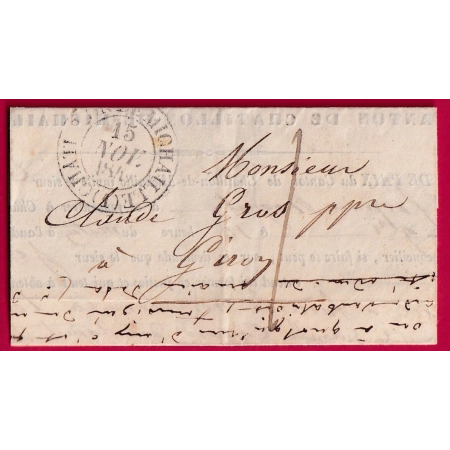 CAD TYPE 15 CHATILLON DE MICHAILLE AIN 1847 TAXE LOCALE 1 CURSIVE 1 ST GERMAIN DE JOUX EN ARRIVE LETTRE COVER FRANCE