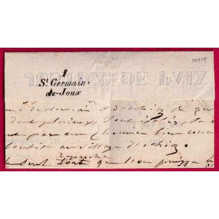 CAD TYPE 15 CHATILLON DE MICHAILLE AIN 1847 TAXE LOCALE 1 CURSIVE 1 ST GERMAIN DE JOUX EN ARRIVE LETTRE COVER FRANCE