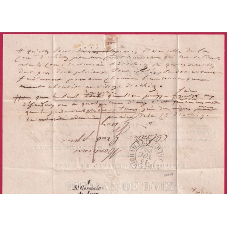 CAD TYPE 15 CHATILLON DE MICHAILLE AIN 1847 TAXE LOCALE 1 CURSIVE 1 ST GERMAIN DE JOUX EN ARRIVE LETTRE COVER FRANCE