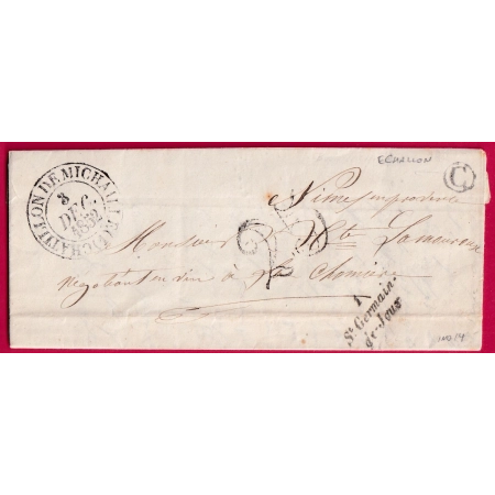 CURSIVE 1 ST GERMAIN DE JOUX T13 CHATILLON MICHAILLE AIN BOITE RURALE C ECHALLON POUR NIMES GARD LETTRE COVER FRANCE