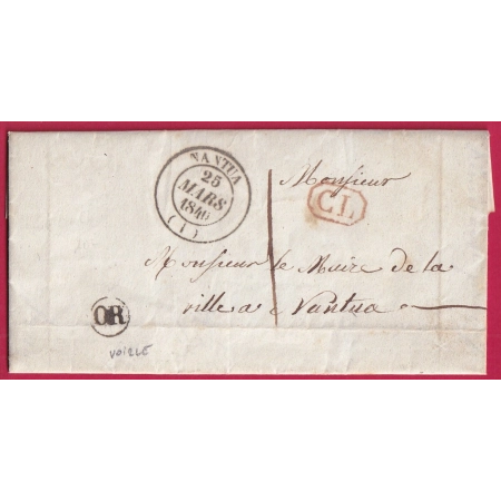 CAD TYPE 14 NANTUA AIN TAXE LOCALE 1 OR VOIRLE ?? CL ROUGE POUR NANTUA 1840 LETTRE COVER FRANCE