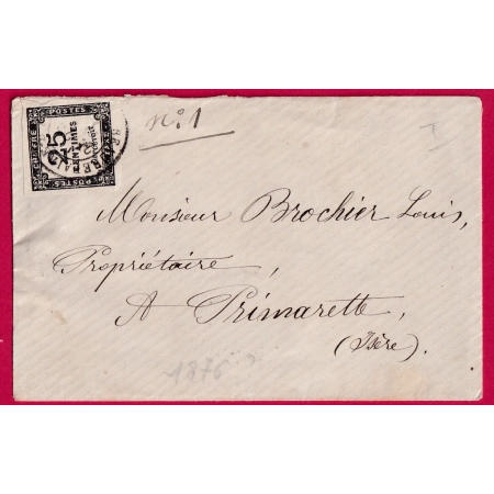 TIMBRE TAXE N°5 CAD TYPE 17 BEAUREPAIRE ISERE POUR PRIMARETTE MENTION INCONNUE FACTEUR LETTRE COVER FRANCE