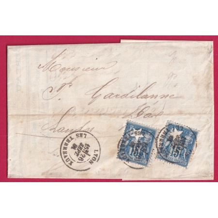 N°90 X2 PERFORE ETOILE SOCIETE LYONNAISE POUR DAX LANDES LETTRE COVER FRANCE PERFORATION