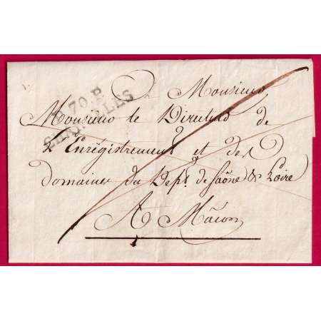 MARQUE P70P CHAROLLES SAONE ET LOIRE 41X11 INDICE 13 POUR MACON LETTRE COVER FRANCE PARIS