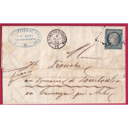 N°4 PC 3258 ST REMY DE PROVENCE BOUCHES DU RHONE POUR ARLES CAMARGUE LETTRE COVER FRANCE