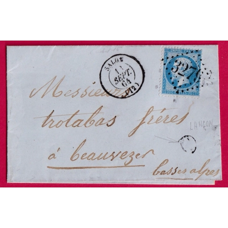 N°22 GC 3279 SALON DE PROVENCE BOITE RURALE C LANCON BEAUVEZER BASSES ALPES BOUCHES DU RHONE LETTRE COVER FRANCE