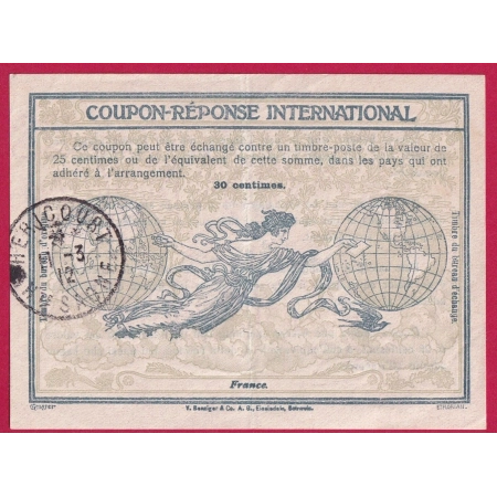 HERICOURT HAUTE SAONE 1912 COUPON REPONSE INTERNATIONAL LETTRE COVER FRANCE