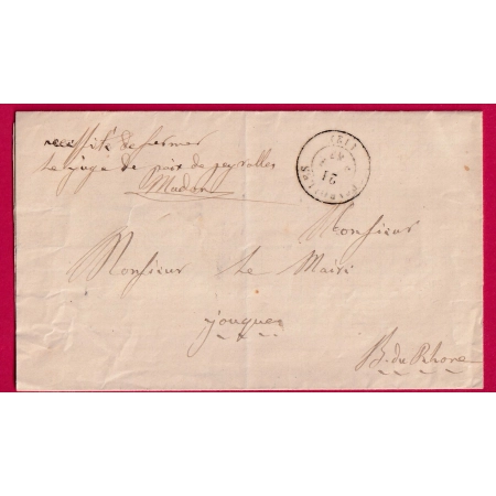 CAD TYPE 15 PEYROLLES BOUCHES DU RHONE FRANCHISE LE JUGE DE PAIX POUR JONQUES LETTRE COVER FRANCE