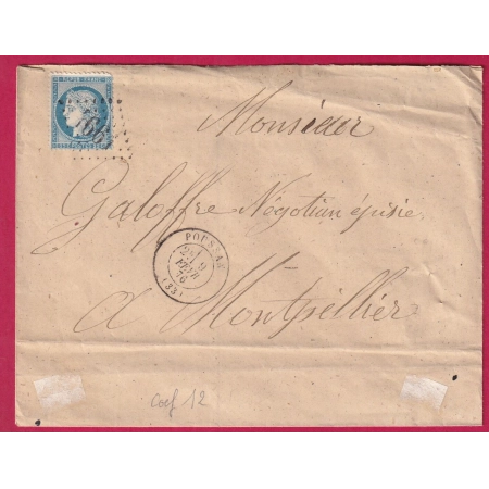 N°60 GC 4661 POUSSAN HERAULT CAD TYPE 24 POUR MONTPELLIER INDICE 12 LETTRE COVER FRANCE