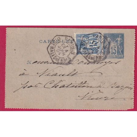 ENTIER SAGE + N°90 LEVEE EXCEPTIONNELLE PARIS BD MALESHERBES LEVEE E1 LETTRE COVER FRANCE