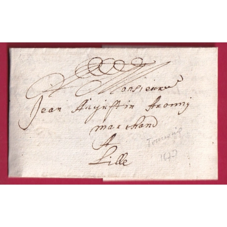 LETTRE DE TOURCOING NORD 1677 POUR LILLE LETTRE COVER FRANCE