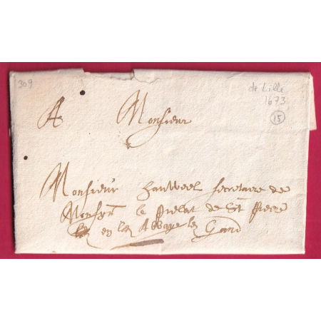 LETTRE DE LILLE NORD 1673 POUR GAND BELGIQUE LETTRE COVER FRANCE