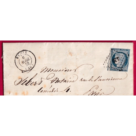 N°4 PC 420 BLOIS LOIR ET CHER POUR PARIS AU DOS LIGNE DE TOURS AMBULANT LETTRE COVER FRANCE