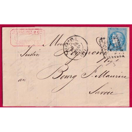 N°46B GC 1716 GRENOBLE ISERE POUR BOURG ST MAURICE SAVOIE LETTRE COVER FRANCE