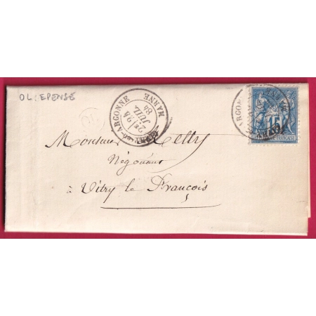 N°90 GIVRY EN ARGONNE MARNE OL EPENSE POUR VITRY LE FRANCOIS LETTRE COVER FRANCE
