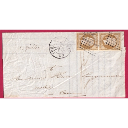 N°13B PAIRE TTB PARIS E2 60 E2 LOSANGE ES2 POUR CAEN CALVADOS INDICE 16 LETTRE COVER FRANCE