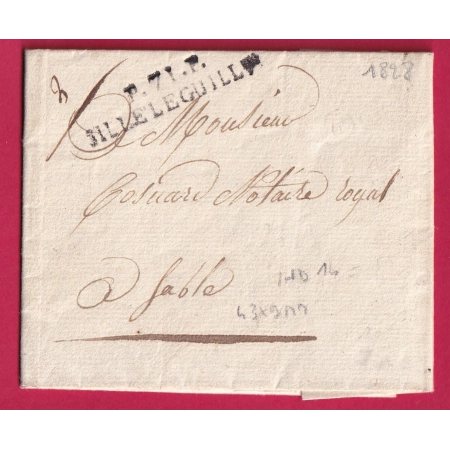 MARQUE P71P SILLE LE GUILLAUME SARTHE 1828 POUR SABLE INDICE 14 LETTRE COVER FRANCE
