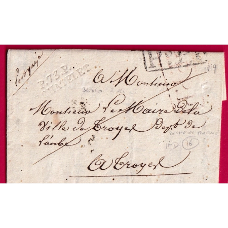 MARQUE P73P LE CHATELET SEINE ET MARNE 1819 PPPP + PsPs PEU COMMUN POUR TROYES AUBE INDICE 16 LETTRE COVER FRANCE
