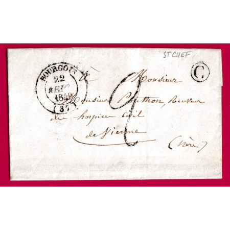 CAD TYPE 14 BOURGOIN ISERE BOITE RURALE C ST CHEF POUR VIENNE LETTRE COVER FRANCE