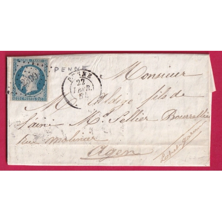 N°10 PC 2399 PENNE LOT ET GARONNE POUR AGEN LETTRE COVER FRANCE