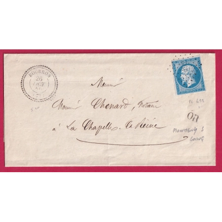 N°14 PC 492 BOURRON SEINE ET MARNE CAD TYPE 12 OR MONTIGNY SUR LOING LETTRE COVER FRANCE