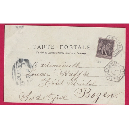 N°89 CAD HEXAGONAL BOURRON SEINE ET MARNE POUR BOLZEN AUTRICHE AUSTRIA 1900 LETTRE COVER FRANCE