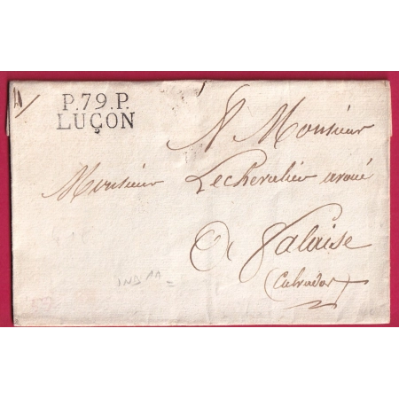 MARQUE P79P LUCON VENDEE 1822 POUR FALAISE CALVADOS INDICE 11 LETTRE COVER FRANCE