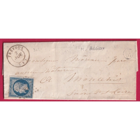 N°14 PC 3421 TREVOUX AIN BOITE RURALE M PARCIEUX POUR MONCENIS SAONE ET LOIRE LETTRE COVER FRANCE