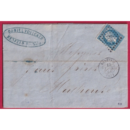 N°22 PC DU GC 441 BENFELD BAS RHIN POUR MULHOUSE LETTRE COVER FRANCE