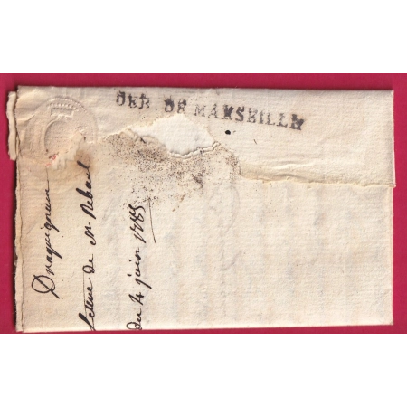 DEBOURSE MARSEILLE 1785 LENAIN N°17 INDICE 17 DRAGUIGNAN VAR LN°3 BOUCHES DU RHONE LETTRE COVER FRANCE