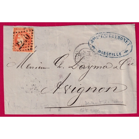 N°48 ORANGE VIF GC 2240 MARSEILLE POUR AVIGNON VAUCLUSE DEVANT DE LETTRE COVER FRANCE