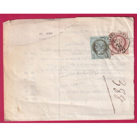 N°50 51 CAD VALENCIENNES NORD 1872 SUR IMPRIME SANS BANDE LETTRE COVER FRANCE