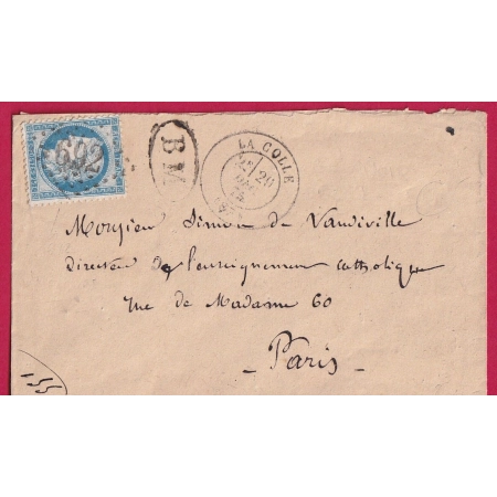 N°60 CAD LE COLLE SUR LOUP ALPES MARITIMES BM + GC 692 CAGNES SUR MER POUR PARIS LETTRE COVER FRANCE
