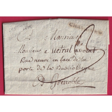 MARQUE CONQUIS 84 CHAMBERY SAVOIE 1811 POUR GRENOBLE LETTRE COVER FRANCE