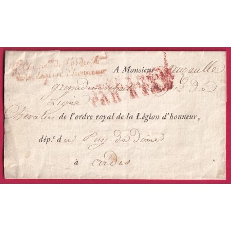 FRANCHISE GRAND CHANCELIER DE LA LEGION D'HONNEUR 1818 ARDRES PUY DE DOME LETTRE COVER FRANCE