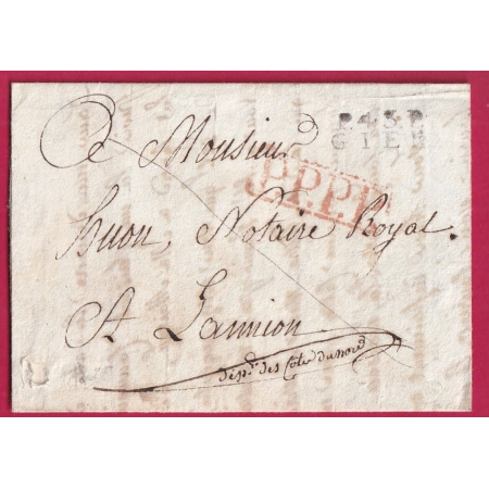 MARQUE P45P GIEN LOIRET PPPP POUR LANNION COTES DU NORD INDICE 12 LETTRE COVER FRANCE