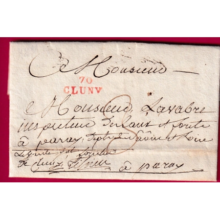 CLUNY SAONE ET LOIRE CONTRESEING LE GARDE FORESTIER DE CLUNY POUR PARAY MARQUE 1811 LETTRE COVER FRANCE