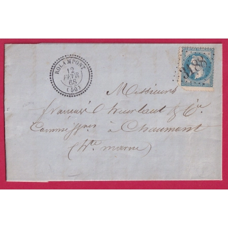 N°29 GC 3188 ROLAMPONT HAUTE MARNE POUR CHAUMONT CAD TYPE 22 LETTRE COVER FRANCE