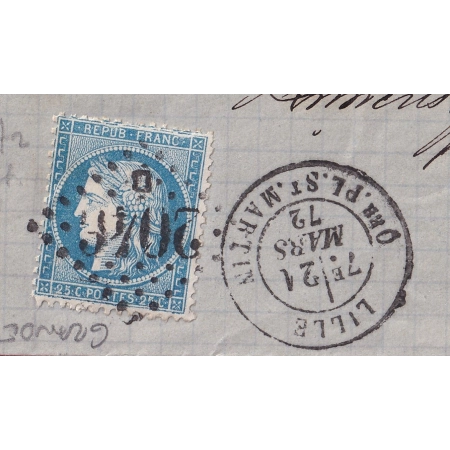 N°60 VARIETE GRANDE CASSURE 142A2 GC 2046D LILLE Qer PL ST MARTIN POUR VIEUX CONDE NORD LETTRE COVER FRANCE