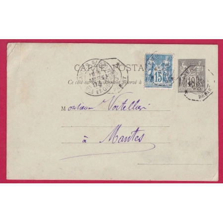 ENTIER SAGE + N°90 LEVEE EXCEPTIONNELLE PARIS DEPART LEVEE E1 POUR MANTES SEINE ET OISE LETTRE COVER FRANCE