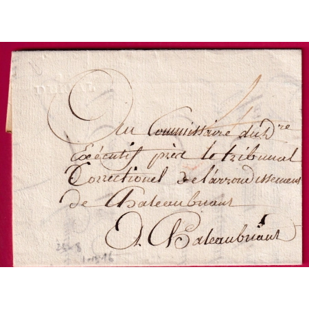 MARQUE A SEC 42 DERVAL LOIRE INFERIEURE 24X8 1804 INDICE 16 POUR CHATEAUBRIANT LETTRE COVER FRANCE