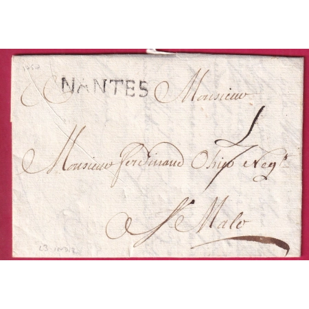 MARQUE NANTES LOIRE INFERIEURE LN°3 INDICE 12 POUR ST MALO ILLE ET VILAINE LETTRE COVER FRANCE